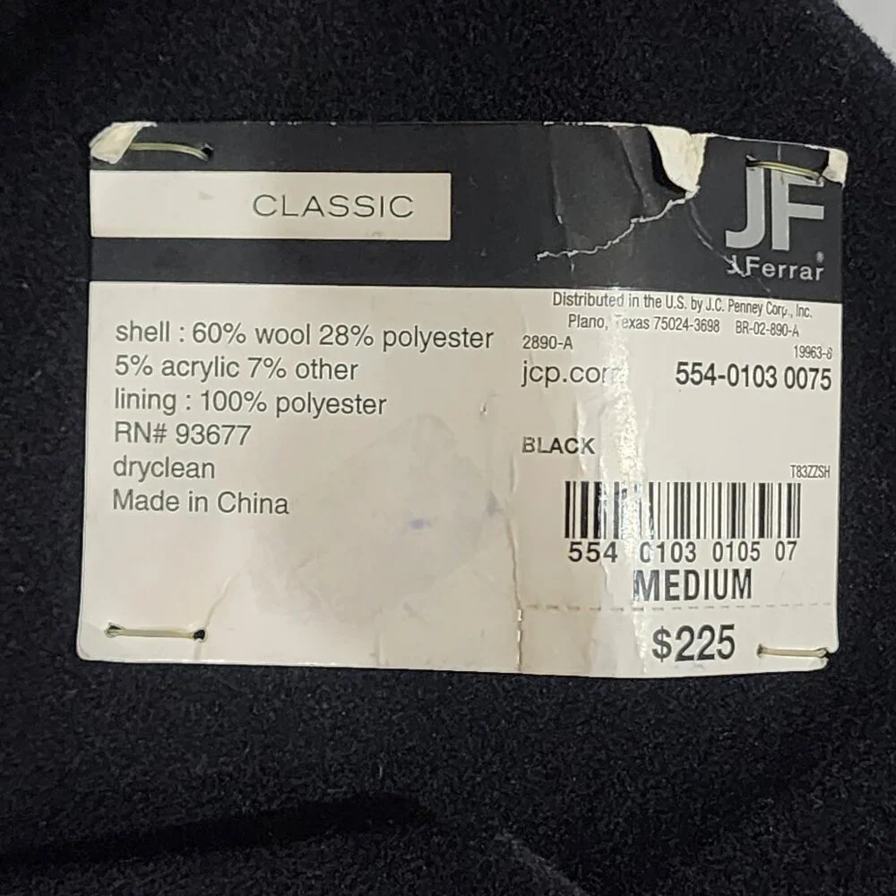NWT Jf j.ferrar men’s wool bland pea coat black medium - Picture 9 of 9